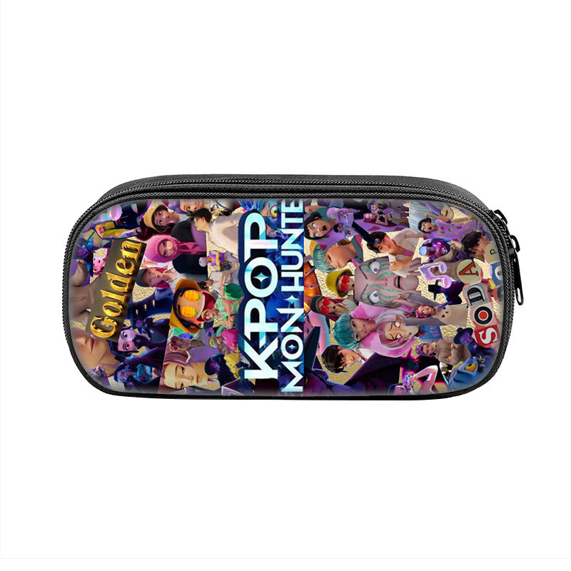 国境を越えた新製品 Huntrix Kpop プリント周辺ペンバッグ ハンター魔女グループ 小中学生鉛筆文具箱|undefined