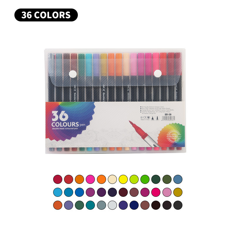 Bolígrafo de acuarela de doble cabeza en caja de pvc transfronterizo a base de agua para niños, bolígrafo de gancho de cabeza suave, pincel de pintura de anime de 120 colores