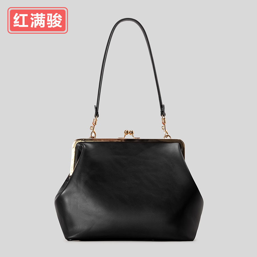 Light Luxury Niche Design Clasp Bag, Fashionable Evening Bag, Large Capacity Women's Handbag, Straw Woven Stone Grain Tote - Thumbnail 8