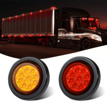 厂家直供爆闪宽压 2寸9LED圆形货车后尾灯汽车后杠灯跨境出口