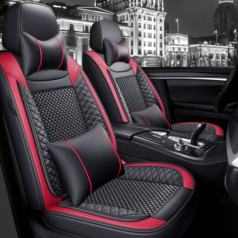 22年新款全包菱形皮冰丝四季垫汽车坐垫座垫厂家一件代发亚马逊