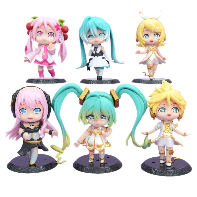 6 Hatsune Virtual Singer Animation Series Figure Models, cake decoration gacha doll machine ornaments wholesale