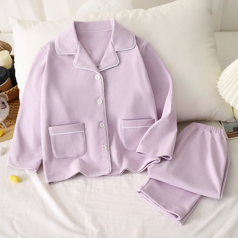 新款男女童秋冬睡衣青少年翻领儿童家居服|undefined