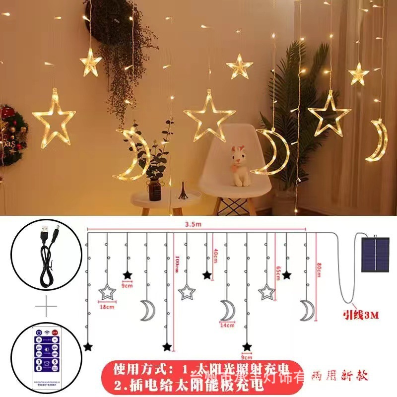 Cadena de luz de bola solar, tienda de jardín impermeable al aire libre, cadena de luz de campamento, decoración navideña, cadena de luz de ambiente