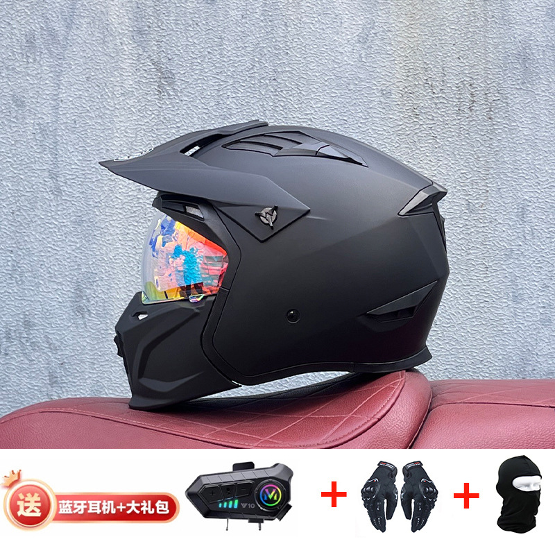 La motocicleta Orz Street Fighter se puede instalar con un casco Bluetooth para hombres y mujeres, un casco completo, una locomotora de cuatro estaciones, un casco combinado 3C extraíble retro