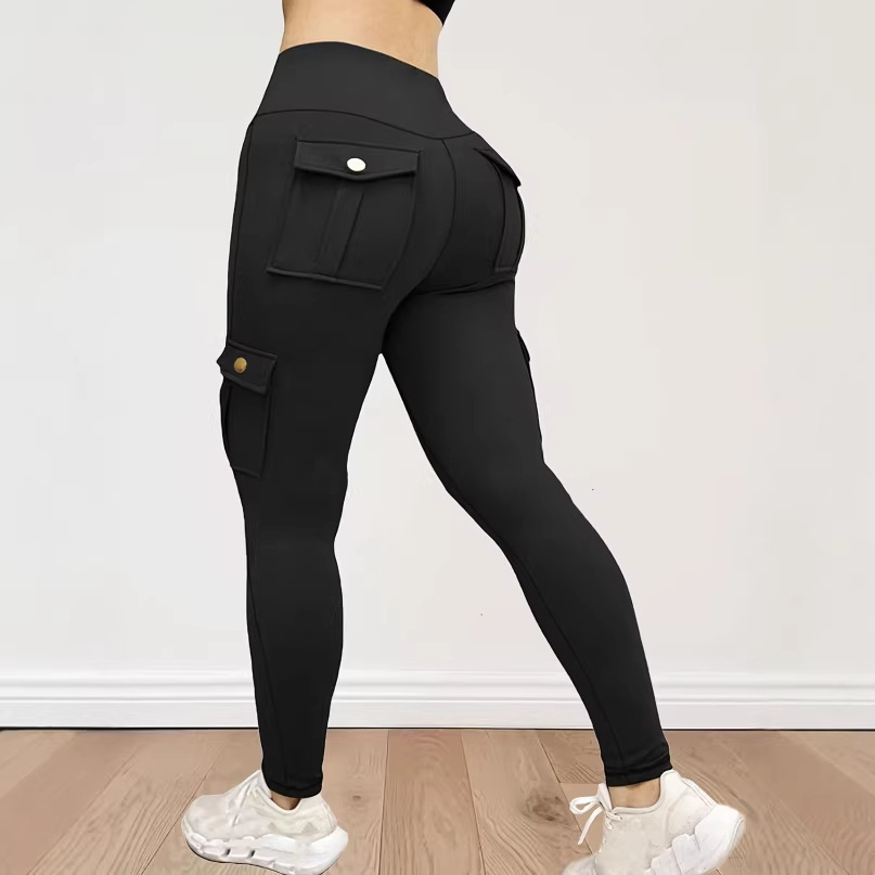 Cross-Border Exclusive Supply of Popular European and American Women's Yoga Multi-Pocket Cargo Pants, Tight-Fitting High-Elastic Leggings, Hot-Selling in Europe and America
