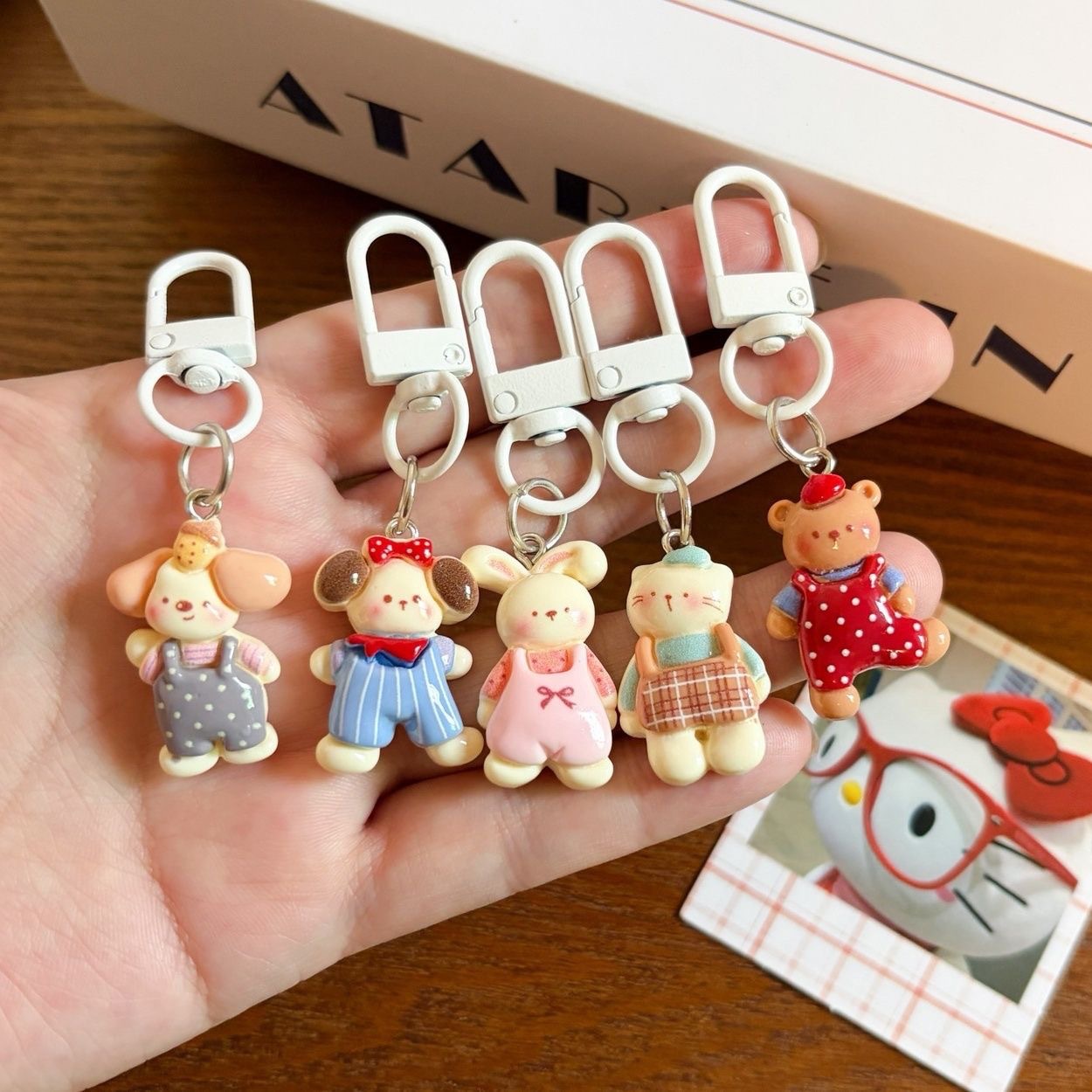 Overalls animal keychain cute and sweet cartoon girl phone chain bag accessory gift for best friends