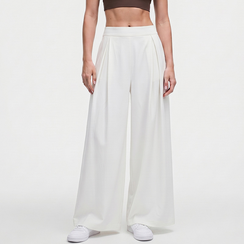 Pantalones deportivos de pierna recta y ancha para mujer, pantalones casuales y versátiles para fitness al aire libre, pantalones de yoga estilo lulu, pantalones largos holgados de 27 pulgadas que estilizan la figura.