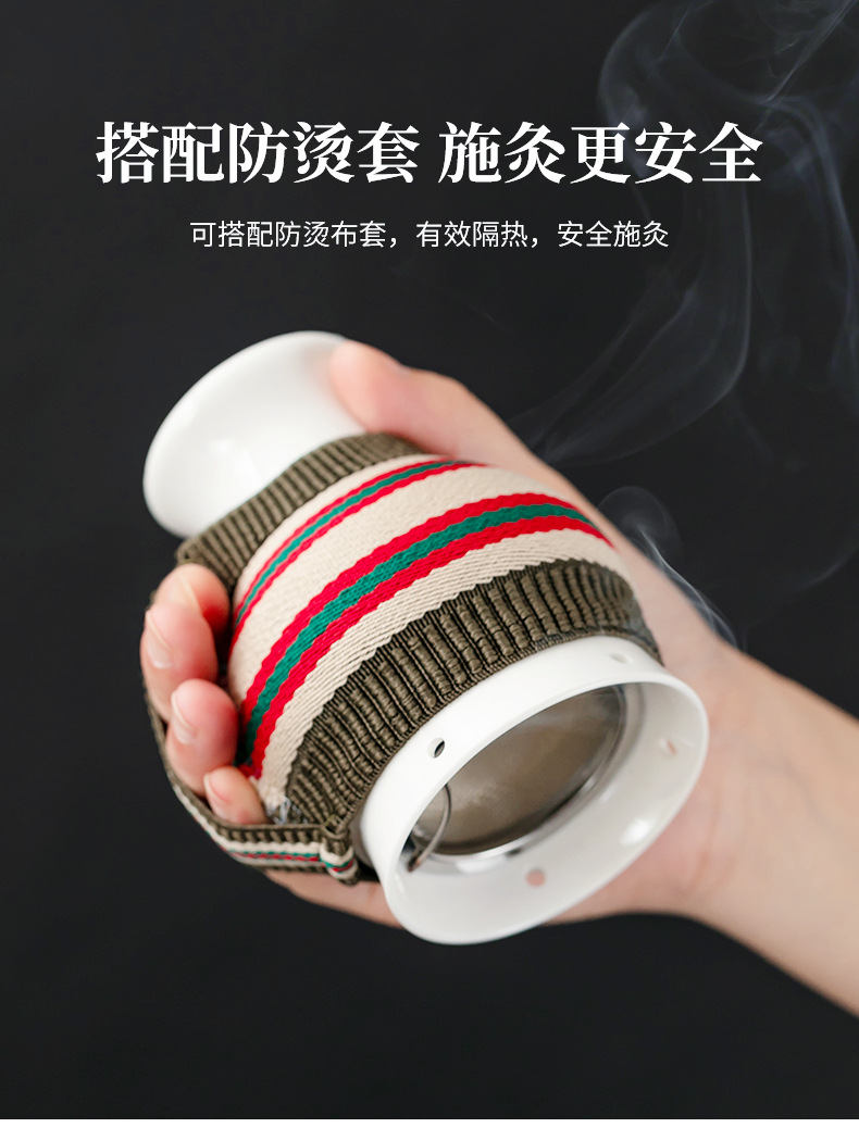 Ceramic Moxa Cup Gua Sha Tool White Porcelain Moxibustion Jar for Home Wellness Use specifications