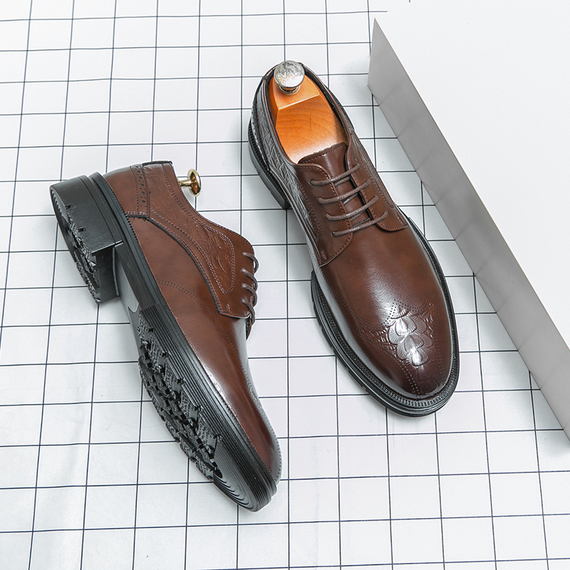 Transfronterizos de tamaño grande otoño nuevos zapatos de cuero casuales de moda para hombres zapatos de negocios de moda coreana novio zapatos de boda image 8
