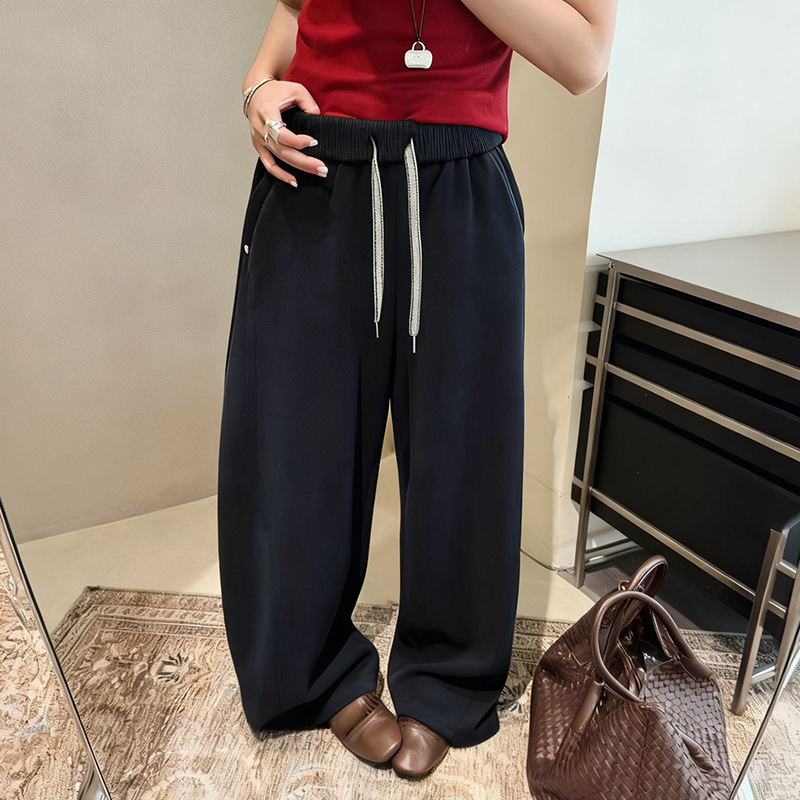Curved-leg women's pants, 2026 autumn/winter high-waisted athletic pants, fleece-lined casual banana-style slim-fit wide-leg pants for women Curved-leg women's pants, 2026 autumn/winter high-waisted athletic pants, fleece-lined casual banana-style slim-fit wide-leg pants for women