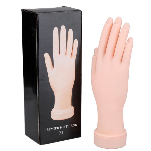 Fake Hand Model for Nail Art, Silicone Fake Hand for Beginners to Practice, Flesh-Colored Realistic Hand Model, Bendable Fake Hand for Nail Art