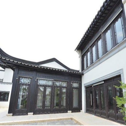 中式铝合金复古隔条徽派断桥铝仿古门窗平开窗