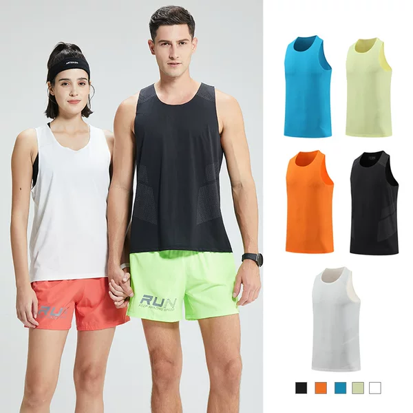 Marathon vest for men and women, summer ice silk mesh breathable sleeveless running fitness quick-dry sports shirt