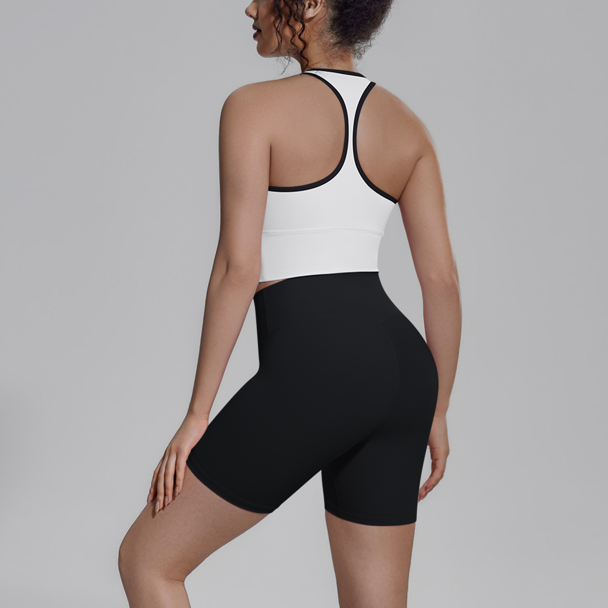 Cross-border sólido doble cara brocade belleza de espalda ajustado y transpirable traje de yoga conjunto de entrenamiento deportivo correr fitness dos piezas conjunto de mujeres image 7