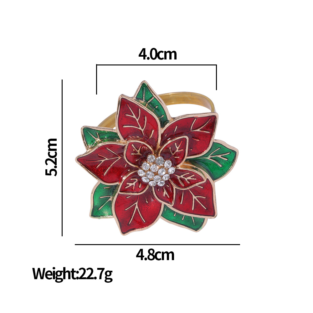 21g Weight napkin rings Kitchen and drinking utensils 1 Piece Quantity Christmas Casual Elegant Pastoral Flower Alloy Napkin Rings 1 Piece