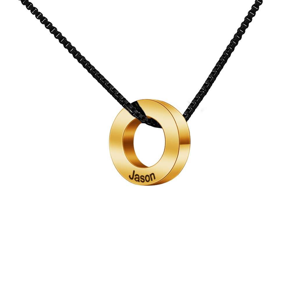 Personalised Beaded Necklace For Men With Engraved Name Steel_voghion.com