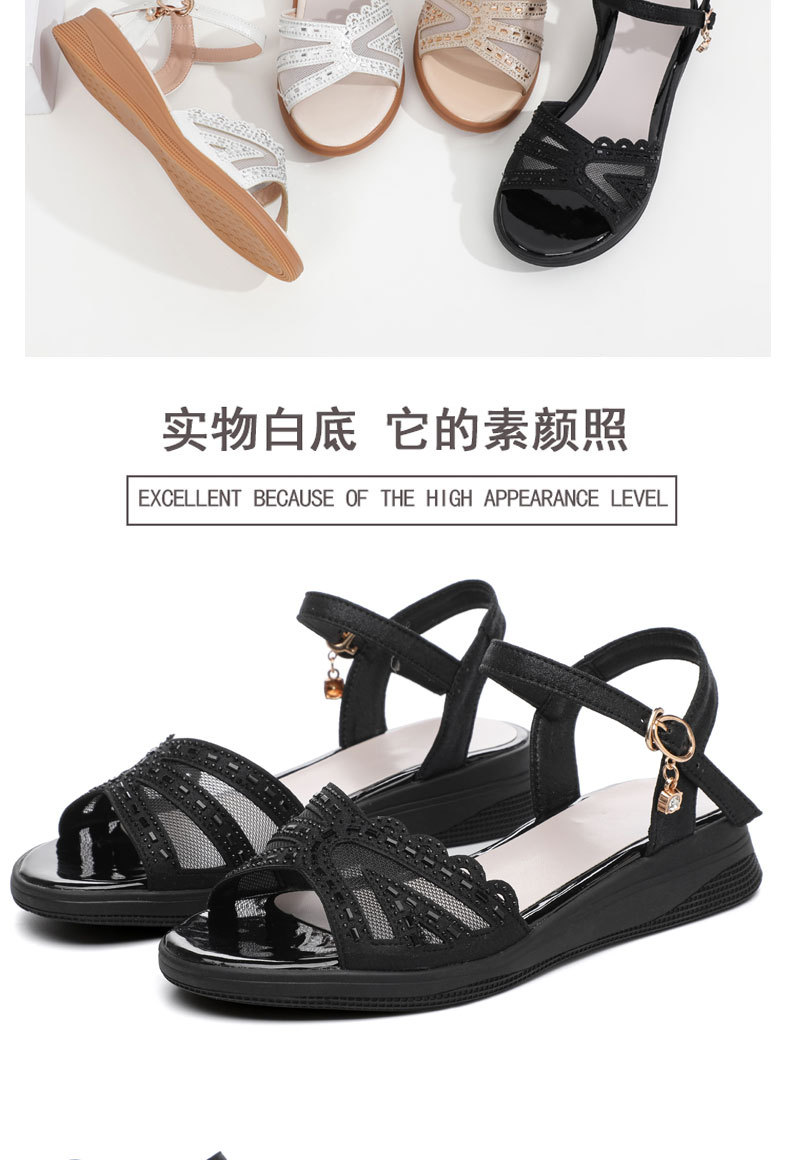Sandal nữ đế bệt quai chữ V mềm mại chống trượt mùa hè — Màu đen chi tiết 17