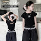 Orange Tiger 2025 New Spring and Summer Girls Hollow Short Sleeve Top All-match Loose Casual Lace Straight Tube