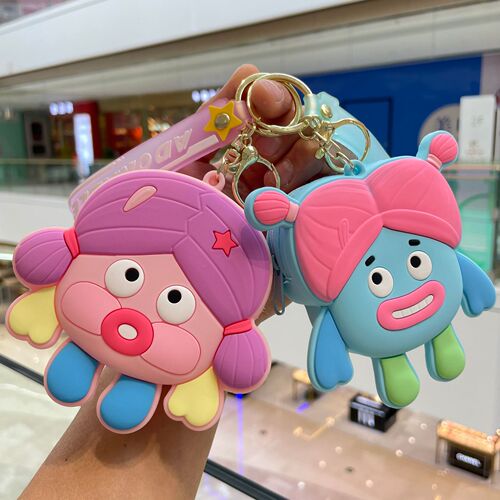 Ugly Cute Girl Silicone Zero Wallet Cute Key Chain Children Mini Wallet School Bag Hook Ornament Small Gift Wholesale
