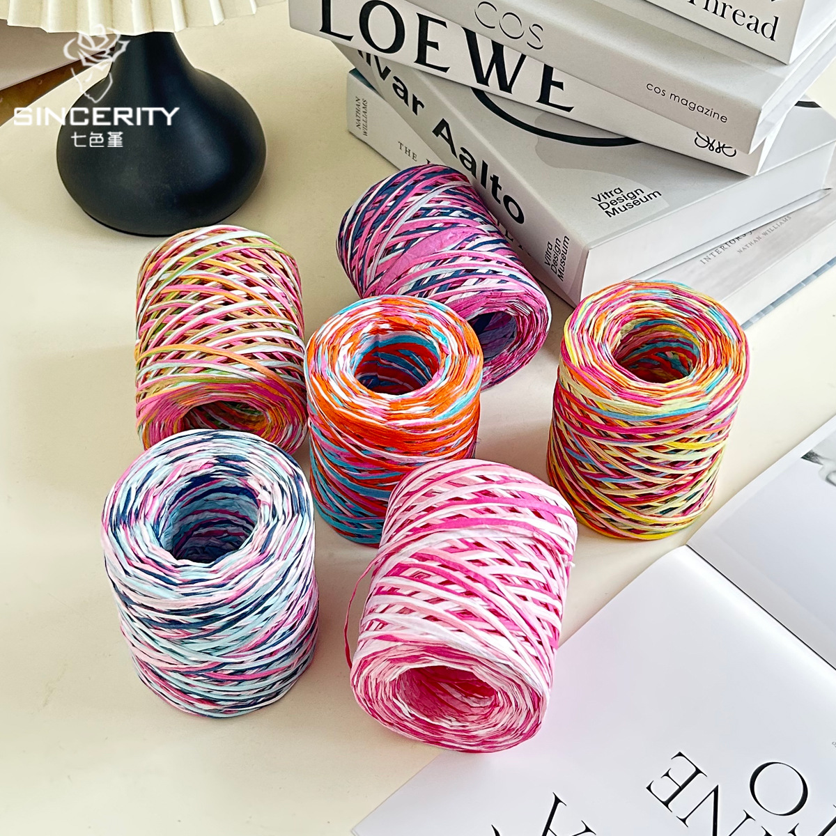 Color de cordier de siete colores envasado de hierba de color Laffei envasado de flores diy bolsas hechas a mano con material de floristería envasado cuerda de flores