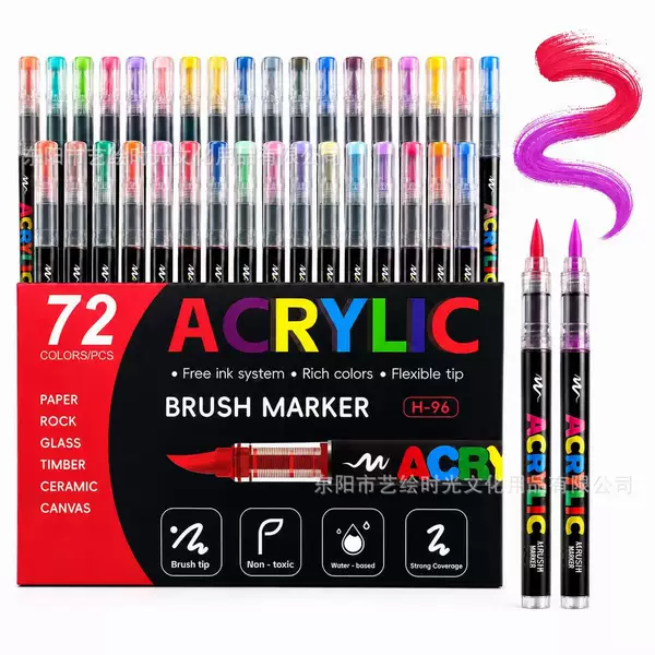 Direct Liquid Acrylic Marker Pen for Students, Non-Transparent Soft-Tip Drawing Pen, Children's Watercolor Pen, Washable