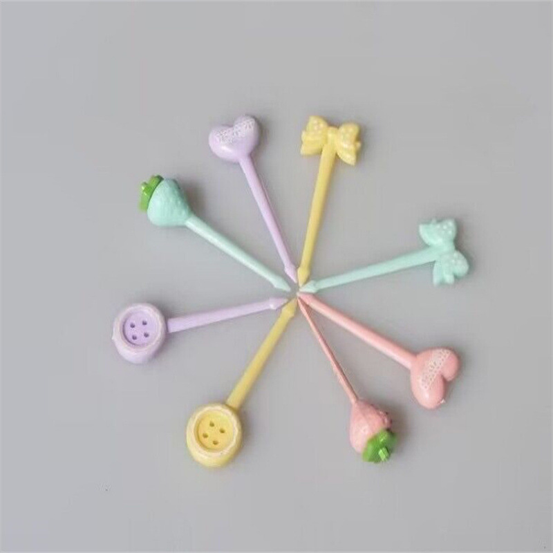 Japón hogar dibujos animados horquilla de fruta creativa para niños animales lindos horquilla de fruta de plástico set Bento stick