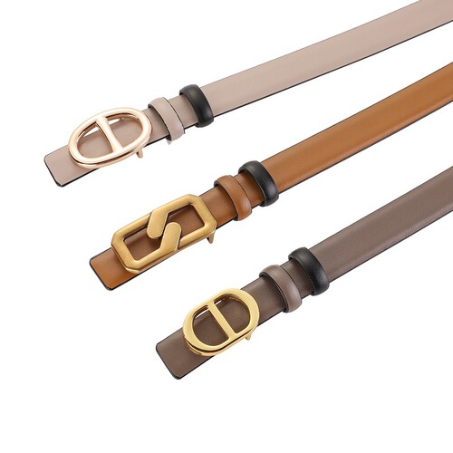 Wholesale double-sided cowhide belt for ladies to match dresses, sweaters, pants, and trench coats - versatile and decorative genuine leather belt for women.