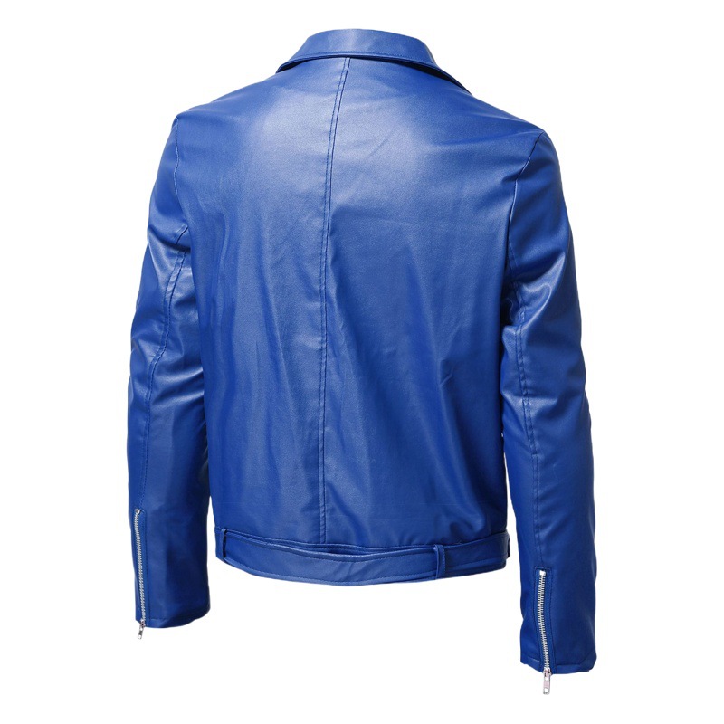 Foreign Trade Amazon European and American Men's PU Leather Jacket Male Teenager Stand Collar Punk Male Motorcycle Leather Jacket
