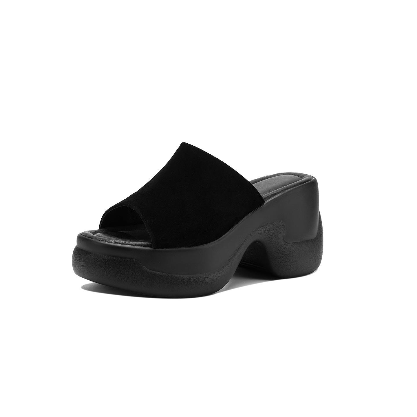 Sandal cao gót nữ đế dày 8,5 cm quai ngang da bò — Da bò trắng gạo chi tiết 30
