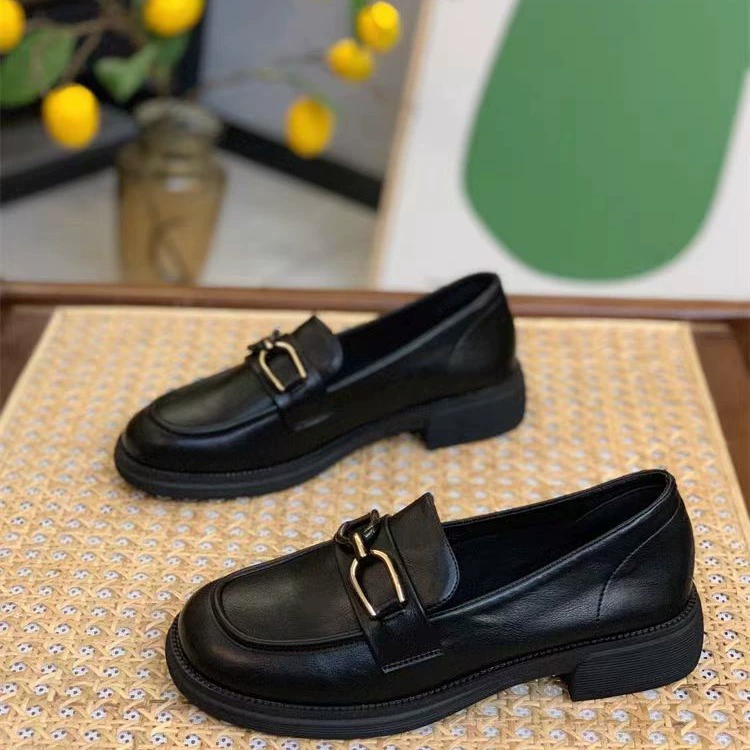 2024, новые лоферы, женские весенне-осенние модные маленькие кожаные туфли в британском стиле, женская обувь, популярная женская обувь на плоской подошве