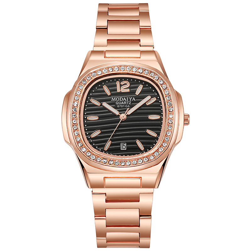 Celebridad transfronteriza de Internet TikTok New Fashion Square Cinturón de acero para hombre reloj calendario reloj de cuarzo entrega de regalo