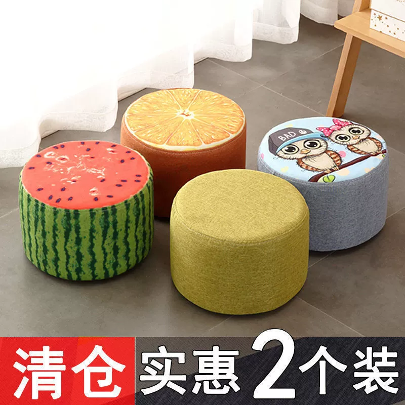 Креативный милый тканевый круглый табурет, маленький табурет, популярный в скандинавском стиле, мягкий табурет для гостиной, домашний современный простой низкий табурет