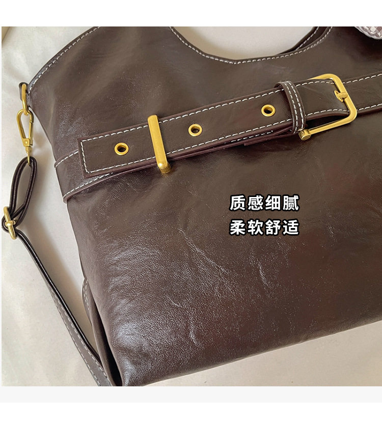 Túi tote đeo vai đeo chéo cỡ lớn phong cách tối giản, túi xách tay kẹp nách — Gạo trắng không có mặt dây chuyền, Màu cà phê Không có mặt dây chuyền, Màu nâu không có mặt dây chuyền, Đen không có mặt dây chuyền chi tiết 8