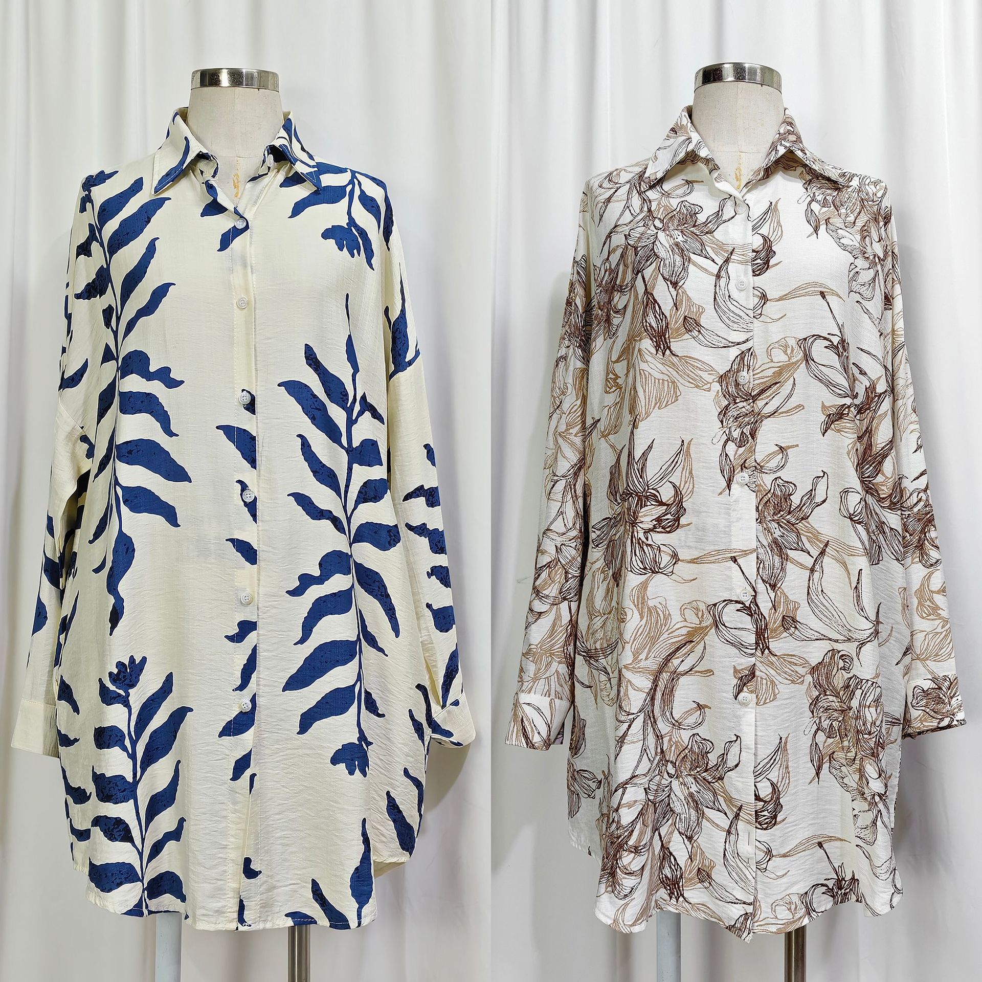 Women's Multicolor Printed Shirt Casual Plus Size Spring Summer_voghion.com