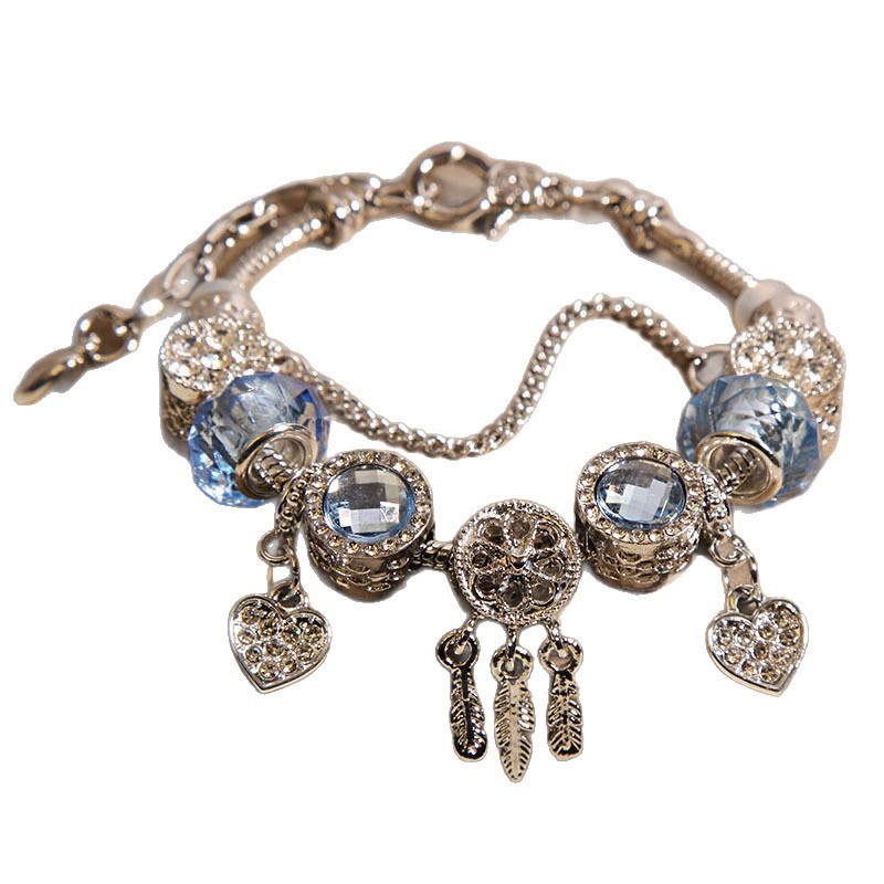 Blaues Glasperlenarmband Mit Traumfänger Für Damen Elegant_voghion.com