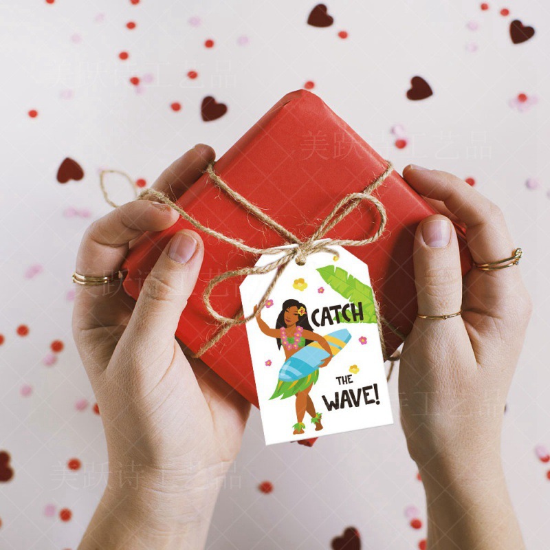 Decoración de fiesta de verano de Amazon etiqueta colgante Hawaii Aloha etiqueta colgante de decoración de regalo decoración de cumpleaños