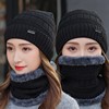 Warm winter knitted hat with hood, woolen keep warm scarf, Korean style
