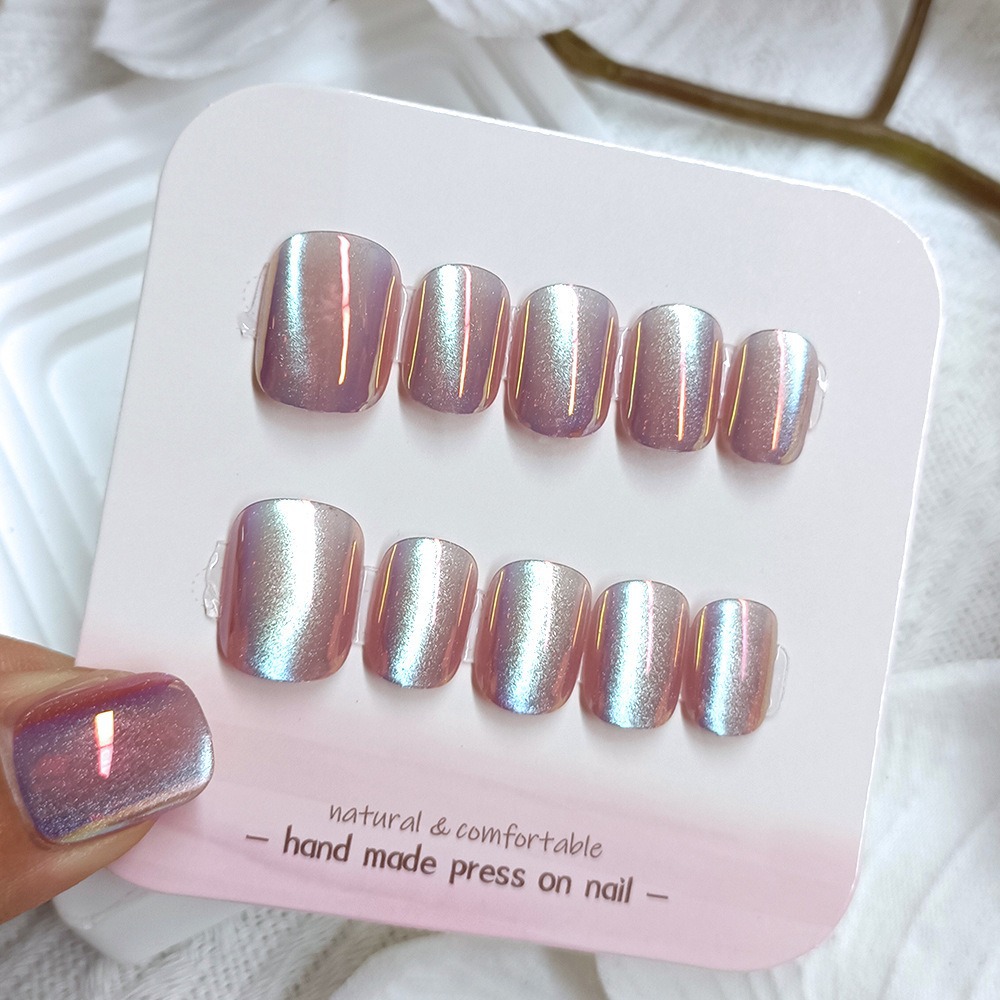 Manicura de Año Nuevo, 10 piezas de diamantes de perlas hechos a mano, arte de uñas portátil, parche de uñas Xiaohongshu, venta al por mayor