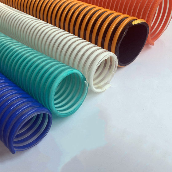 PVC plastic bar spiral sand pumping pipe anti-static corrosion high pressure high elastic reinforced winding convex bar pipe grain suction corrugated pipe