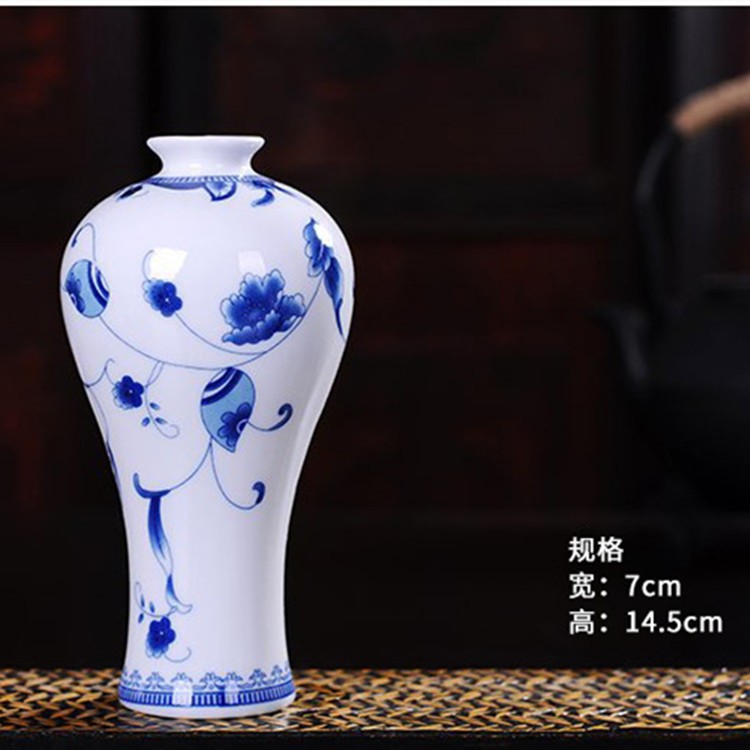 Decoración de jardín de cheongsam decoración de sala de estar de alto nivel decoración de estudio belleza floral porcelana azul seco gabinete de televisión