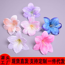 现货批发仿真百合花绢布花头diy手工花环发夹头饰配件装饰假花