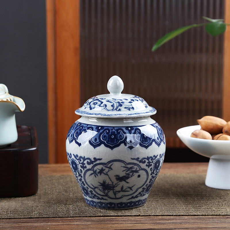 La lata de té de barro de cerámica vieja, hoja abierta, latas de sello de porcelana, latas generales domésticas, latas de almacenamiento de té de cerámica a prueba de humedad al por mayor
