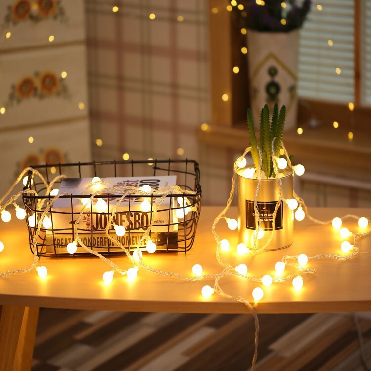 Cross-Border Small White Ball Stall Decoration Led Small Colored Lights Frosted Small Round Ball Lights with Colorful Light Strings Outdoor Atmosphere Lights