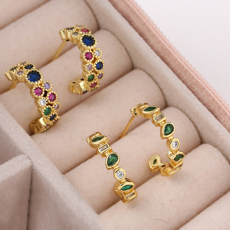 10g Weight 1 Pair Modern Style Classic Style Geometric 304 Stainless Steel Zircon Ear Studs