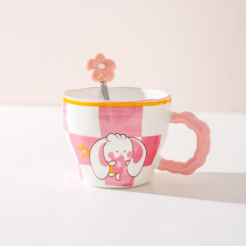 Creativo lindo conejo Taza de cerámica Oficina regalo taza de café taza de agua taza de desayuno