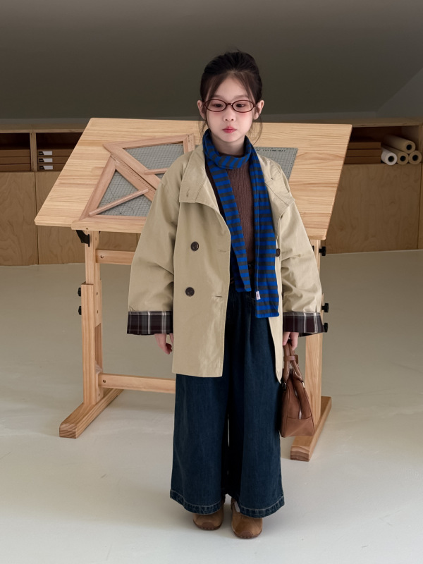 童外套2025秋女童韩版纯色翻领中长款风衣儿童休闲百搭上衣末小蒙|undefined