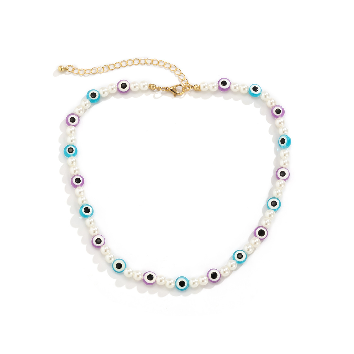 Fashion Mix Beaded Acrylic Pearl Eyes Contrast Color Single Layer Necklace Wholesale Nihaojewelry display picture 7