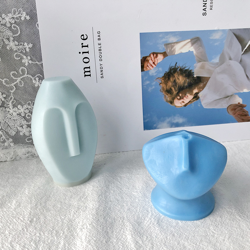 Jiahuimei simple cara aromaterapia vela molde de silicona DIY abstracto cara retrato yeso incienso piedra molienda herramienta en stock