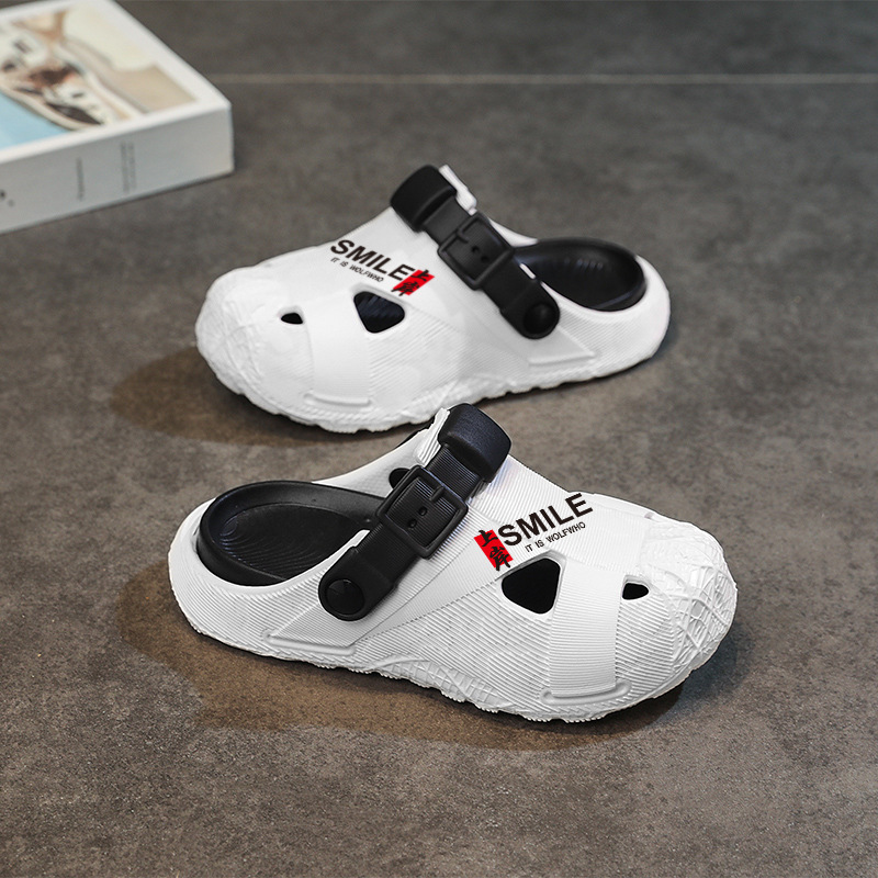 2025 zapatos con agujeros para padres e hijos, sandalias antideslizantes de suela gruesa para niños de mediana edad, zapatillas de Baotou para hombres y mujeres, zapatos de playa